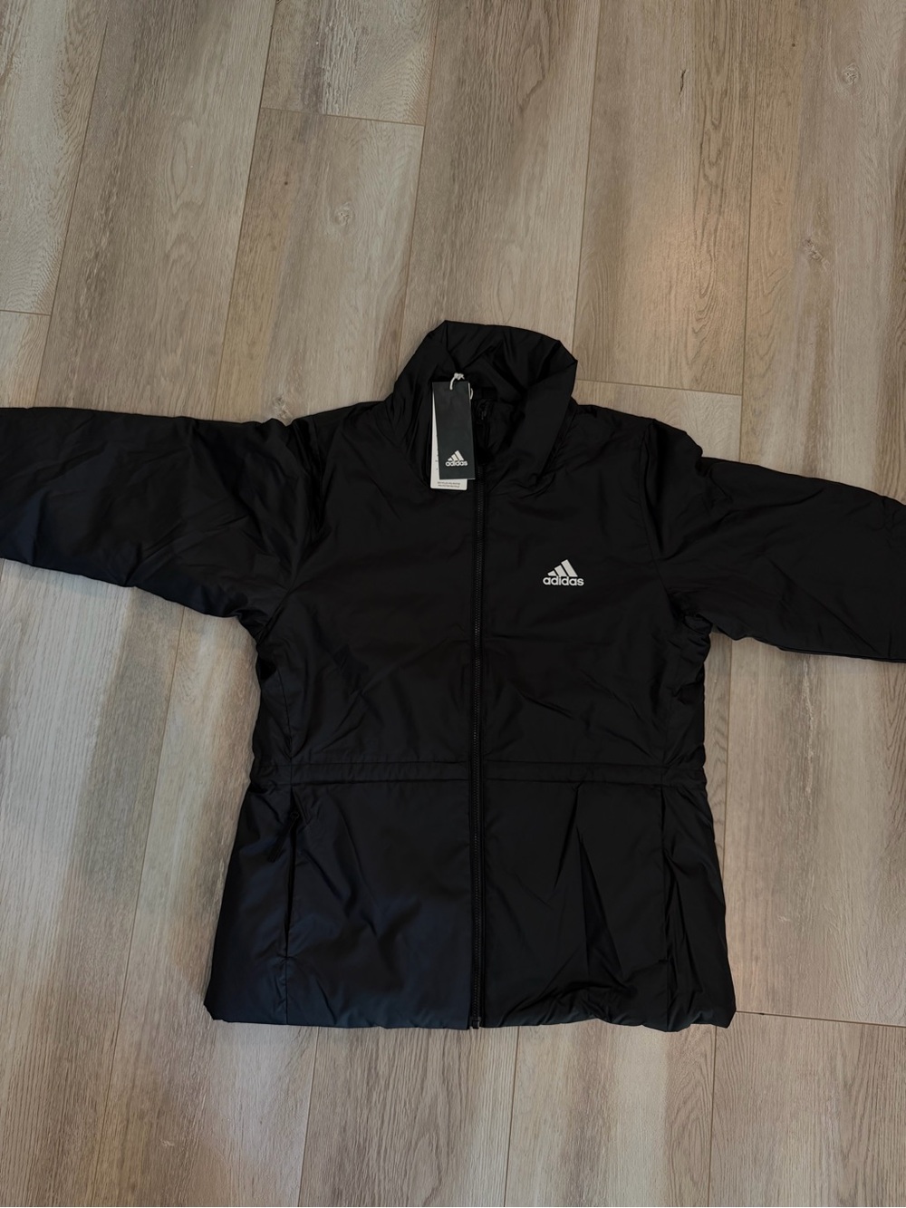 NWT adidas Women Black Puffer Coat with Logo